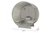 Barrel Sauna | Fonteyn Regular 4 ft. | Clear | Canadian Red Ceder | Buitensauna